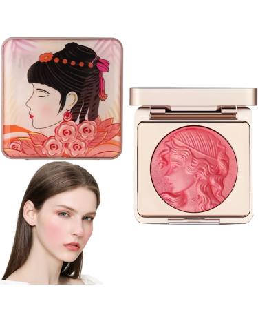 Diyxisk Powder Blush 6g Embossed Rose Light Blush Natural Glow Waterproof Long-Lasting Face Makeup (Rose)