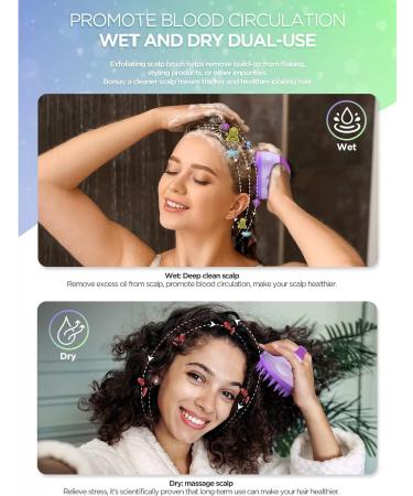 Buy Fanxiya Silicone Shampoo Brush - Scalp Massager for Wet & Dry Use | Purple Hair Massage Device for Relaxation - Buy Online on GoSupps.com