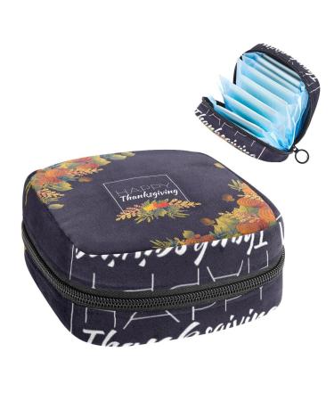GIAPB Period Bag Sanitary Napkin Storage Bag Period Pouch Travel Makeup Bag Happy Thanksgiving Color3096