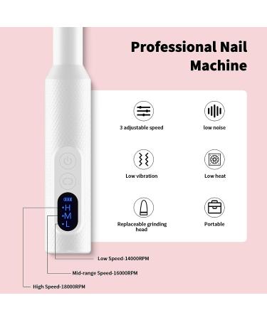 Portable Cordless Electric Nail Drill with Ceramic Bits and Sanding Bands - Rechargeable Manicure Set for Acrylic Nails - Grinder and Polisher for Salon Quality Results - Buy Online on GoSupps.com