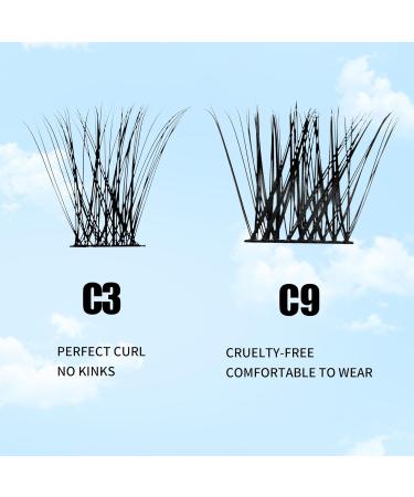 Gemerry Cluster Eyelash Extensions 144pcs, C3/C9 D Curl 12-16mm Mix Ribbon Lashes, Wide Stem Natural DIY Lash Extensions - Buy Online on GoSupps.com