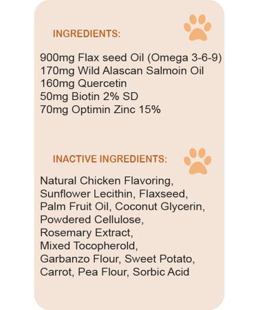 Omega 3 Skin & Coat Dog Chews with Biotin Garlic & Salmon Oil for Healthy Skin Shiny Coat & Itch Comfort in All Breeds and Sizes - 1 Bottle 60 Soft Chews - Buy Online on GoSupps.com