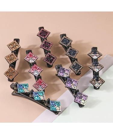 ZOADLE Sparkling Crystal Stone Braided Hair Clips Set - 4PCS Rhinestone Duckbill Hairpin Barrettes for Women - Buy Online on GoSupps.com