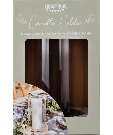 Shop Ginger Ray Candle Holder Glass Decoration with Wooden Base | Wedding & Party Candle Holders - International Shipping Available - Buy Online on GoSupps.com