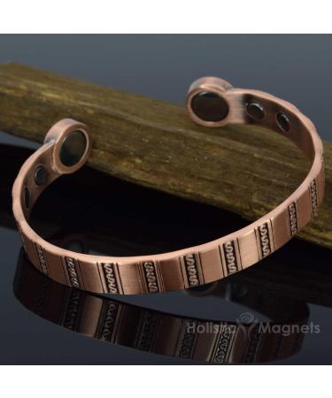 Mens Solid Copper Magnetic Bracelet Copper Bangle Holistic Magnetic Band with Large High Power Neodymium Magnets Unisex Adjustable-HCS (M: Wrist 16.5-19.5cm/6.5-7.6") - Buy Online on GoSupps.com