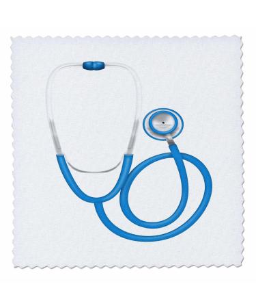 18x18 inch Quilt Square - Blue and White Stethoscope Illustration Cute Illustrations