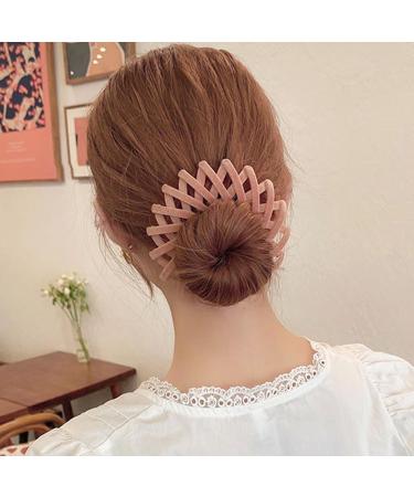 Nest Hair Clips - Velvet Bird Nest Shaped Hair Clips Birds Nest Magic Hair Clip | Rhinestone Bun Wrap Bird Nest Hairs Clip Anti-Slip Styling Hair Rings with Three Rows of Teeth for Curly Short Hair Light Pink - Buy Online on GoSupps.com