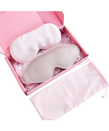Sleep Mask Gifts for Women 2 Pack Natural Silk + 3D Contoured Cup Eye Mask for Sleeping Cute Sleep Mask Pink Blackout Eye Masks for Sleeping with Adjustable Strap Lightweight Blindfold