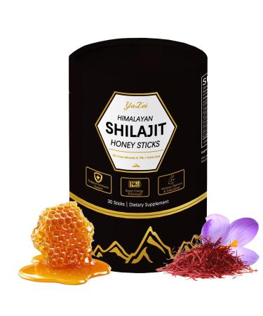 Himalayan Shilajit Honey Sticks Black Thai Honey with Organic Honeys & Saffron 75%+ Fulvic Acid 85%+ Trace Minerals for Enhance Energy & Strength & Immune 30 Sticks Easy to Consume - Buy Online on GoSupps.com