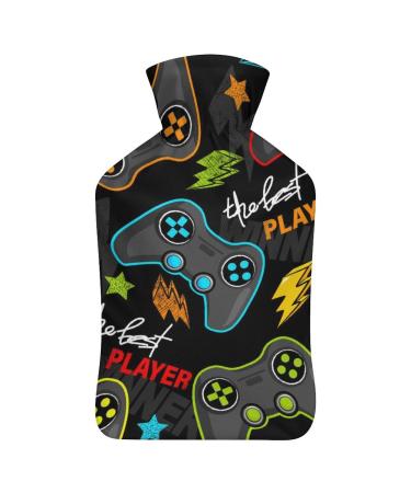 Colorful Game Player Hot Water Bottle With Cover Plush Bed Bottle Hand Warmer For Adults And Children 26.5X15.3cm