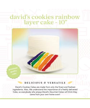 David's Cookies Layered Rainbow Cake - Fresh Gourmet Bakery Dessert, Pre-sliced 14 pcs, 5 Colorful Layers, Great Gift Idea for Women, Men, Kids - Buy Online on GoSupps.com