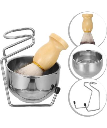 Buy Lurrose 3-Piece Men's Shave Set - Stainless Steel Razor Brush & Bowl for Home & Salon - Perfect Hair & Beard Grooming - Buy Online on GoSupps.com