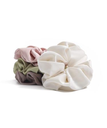 Jumbo Silk Stain Scrunchies for Women Oversize Soft Scrunchie for Thick Hair Luxury Hair Ties for Hair Sleep Girl Cute Scrunchies Milky White