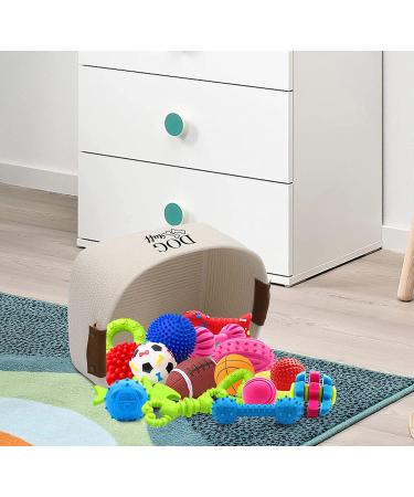 Geyecete Square Dog Toy Basket - Cotton Rope Pet Toy Storage Bin in Beige - Buy Online on GoSupps.com