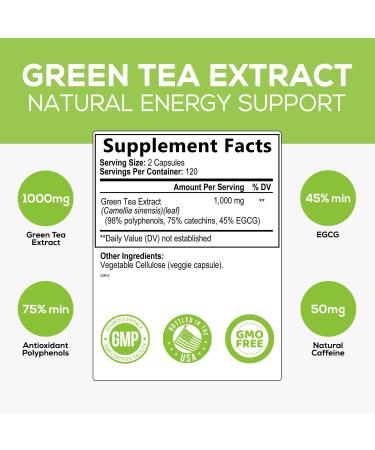 Green Tea Extract 98% Standardized EGCG - 3X Strength for Natural Energy & Heart Support - 240 Capsules - Buy Online on GoSupps.com
