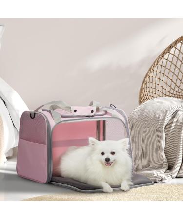 Petsfit Transport Box for Cats & Small Dogs - Foldable Dog Carrier Bag with Shoulder Strap & Expandable Bed - Portable Travel Bag in Pink - Large - Buy Online on GoSupps.com