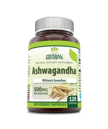Herbal Secrets Ashwagandha Extract Supplement | 500 Mg Per Serving | Veggie Capsules | Non-GMO | Gluten Free | Made in USA (1 Pack 120 Count) 120 Count 1 Count (Pack of 1)