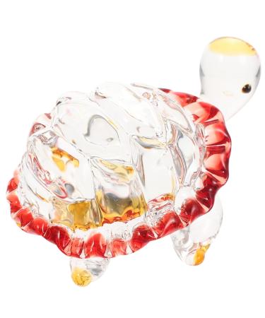 Zerodeko Colored Glass Ornament Glass Tortoise Ornament Feng Shui Animal Figurines Adornos Para Ba os Crystal Art Decor Small Tortoise Craft Glass Artwork Gift Desktop Red Terrarium Decor Red 3.5x5.5x3cm