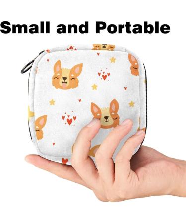 Cute Corgi Face Storage Bags for Women | Seamless & Portable Menstrual Pad Holders | Multicolored Women's Bandages Tampons & More - Buy Online on GoSupps.com