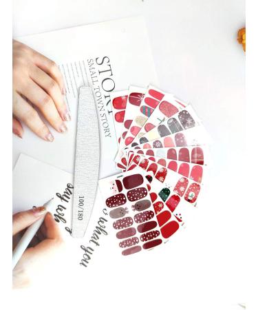 Fantasyon 12 Sheets Christmas Full Nail Wraps DIY Self-Adhesive Nail Polish Stickers with Deer Snowman Xmas Tree Design and Nail File for Girl and Women - Buy Online on GoSupps.com