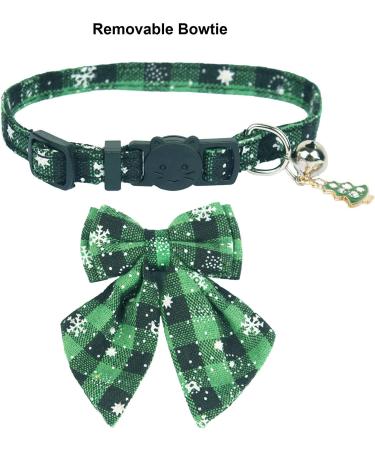 ADOGGYGO Christmas Cat Collars 2-Pack: Red Green Plaid with Snowflake Design and Bell, Stylish Breakaway Kitten Collar with Removable Bowtie for Cats Kittens - Buy Online on GoSupps.com