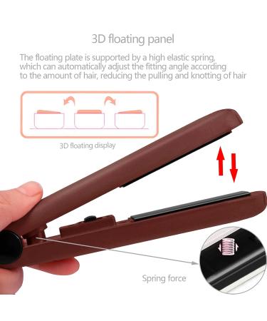 20W Brown Mini Ceramic Flat Iron & Curler - Travel-Friendly Hair Straightener for Perfect Styles - Buy Online on GoSupps.com