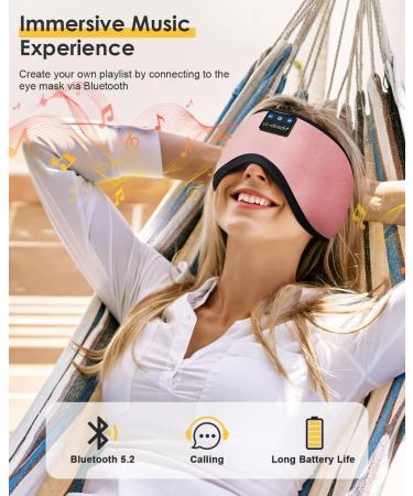 LC-dolida Bluetooth Sleep Mask with Headphones - 10-14 Hour Playtime, 100% Blackout Cotton Eye Covers for Sleeping - Zero Pressure Eye Mask, Baby Pink - Buy Online on GoSupps.com