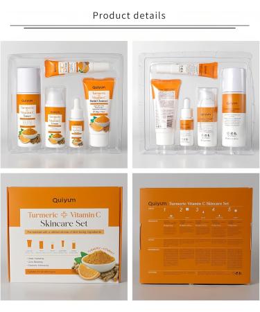 Daily Vitamin C Set with Turmeric for Women Travel Size Facial Moisturizer Set Boosts Shine Improves Elasticity | Cleansing Toner Serum Moisturizer Cream - Buy Online on GoSupps.com
