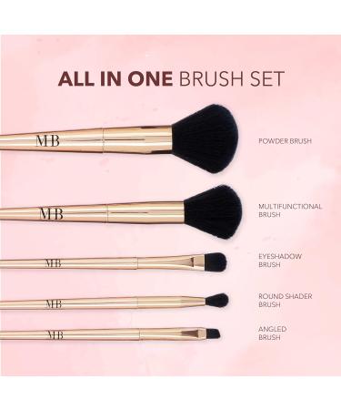 Expressions 6pc Rose Gold Makeup Brush Set - Precious Metal Brushes in Metallic Zipper Pouch for Flawless Application - Buy Online on GoSupps.com