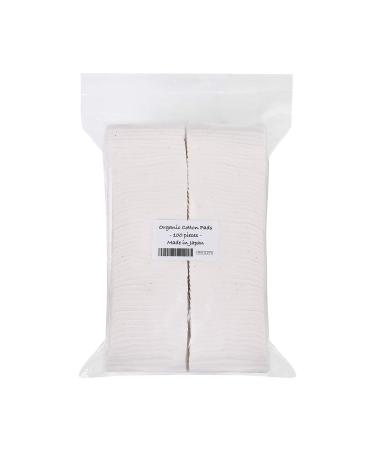 Japanese Organic Cotton Pads 100 pieces 100% Organic Unbleached Made in Japan (1 Pack) 100 Count (Pack of 1)