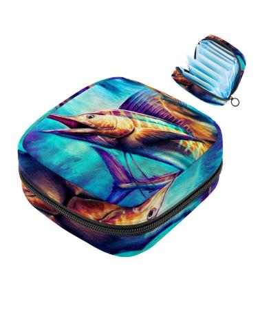 Sanitary-napketten storage bag sailing fish painting menstrual cup portable women's tapes storage bags female menstruation first period bag