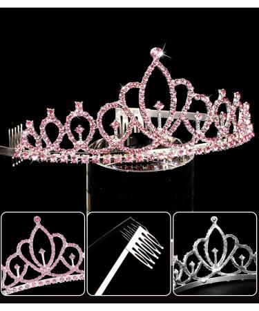Hapdoo Pink Princess Headbands with Comb for Women Girls Rhinestone Diadem Bridal Headband for Wedding Birthday Prom Party - Buy Online on GoSupps.com