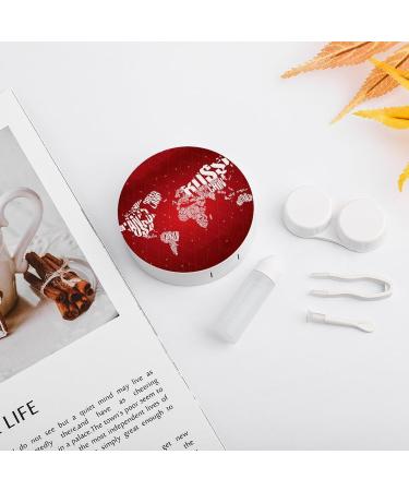 Merry Christmas World Map Contact Lens Travel Kit | Portable Cute Contact Box with Mirror for Daily Use - Buy Online on GoSupps.com