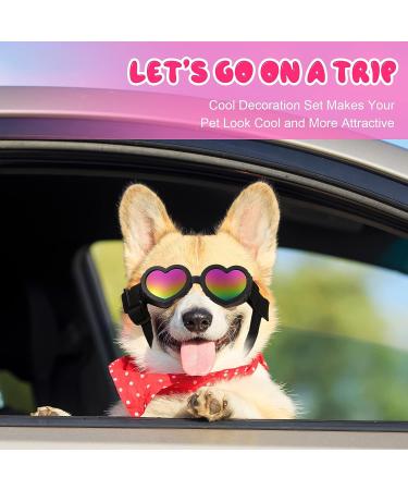 2 Pcs Dog Sunglasses Heart Shape Dog Goggles Small Medium Breed Dog Eye Protection Goggles Anti Fog Glasses with Adjustable Strap for Dog Pet Windproof Foldable Eye Wear (Black  Pink) - Buy Online on GoSupps.com