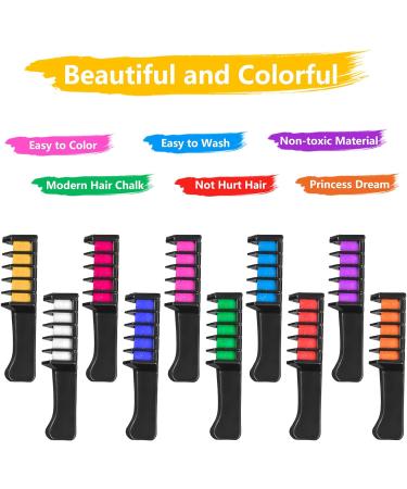 BATTOP 10PCS Hair Chalk Comb | Temporary Bright Hair Color Cream | Halloween Makeup & Birthday Gifts for Girls, Kids, Women | Washable - Buy Online on GoSupps.com