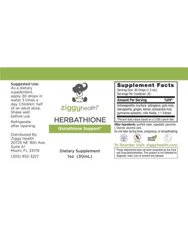 Ziggy Health Herbathione Organic Tincture - Glutathione Supplement for Immune Support Liver Detox & Antioxidant Boost - Gluten Free 1oz - Buy Online on GoSupps.com