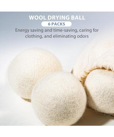 Nchdewui 6 Pieces Dryer Balls Wool Dryer Balls for Fabric Softening Reduce Drying Time Noise Static-Cling & Wrinkles With No Bad Odor - Buy Online on GoSupps.com