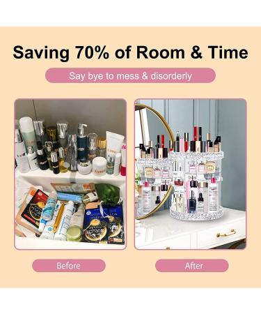 V-Hanver Rotating Makeup Organizer - 7 Layer Adjustable Cosmetic Storage Tray with 4 Holder Rack | Large Capacity Acrylic Display Case for Perfume and Makeup - Buy Online on GoSupps.com