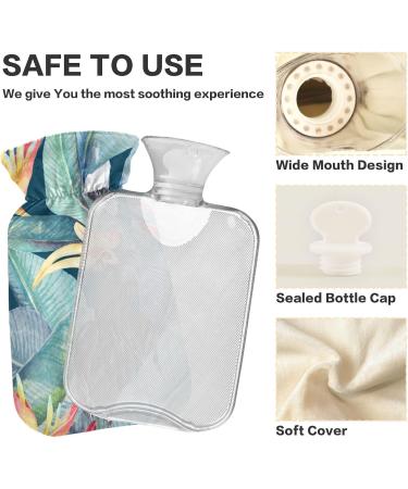 NAANLE 1L Hot Water Bottle with Palm Leaf Cover - Transparent Pain Relief & Therapy for Back Hands Feet - Buy Online on GoSupps.com