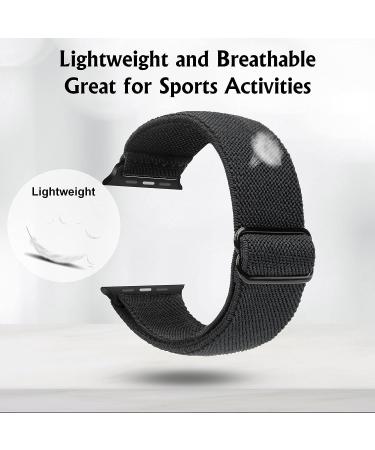 Arae Stretchy Watch Band Compatible for Apple Watch Band 45mm 44mm 42mm Comfortable Adjustable Sport Band for iWatch Series 7 6 5 4 SE 3 2 1 Women Men Black 42/44/45mm - Buy Online on GoSupps.com