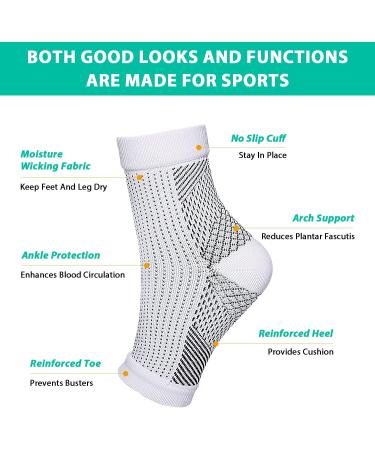 Shop Functional Socks for Neuropathy Toeless Compression & Ankle Support (White Large/X-Large) | Soothe Foot Pain - Buy Online on GoSupps.com
