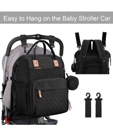 Fexkean All Black Diaper Bag: Large Capacity Backpack with Foldable Travel Bed & Mobile Changing Pad - Perfect Multifunctional Baby Gear for Parents - Buy Online on GoSupps.com