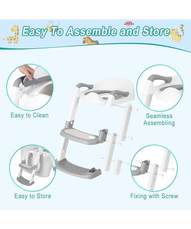 Potty Training Seat with Anti-Slip Step Ladder - Toddler Toilet Seat for Kids - Grey - Buy Online on GoSupps.com