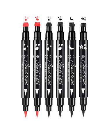 Eye Liner Liquid Liner - Black Eye Liner Liquid Pencil Eye Liners 6 Double-Headed Eye Liner Pen Long-Lasting Eye Makeup Stencil Cat Eye Winged Eye Liner