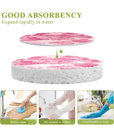 3-Pack Cleaning Kitchen Sponges Oval Pink Camouflage Military Kitchen Cellulose Dishwashing Wood Pulp Cotton - Buy Online on GoSupps.com