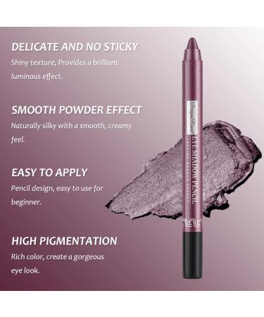 Waterproof Eyeshadow Pen Crayon Stick - Shimmer Cream Eye Shadow Pencil | Long-Lasting & Non-Blooming Pearlescent Eyeliner Pencil for Glitter Eye Makeup (Fog Purple) - Buy Online on GoSupps.com