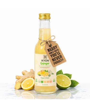 Boisson Kyon Qqinger Jus de gingembre 250 ml avec citron citron vert et fleur de sureau boisson rafra chissante et sans alcool disponible en packs de 6