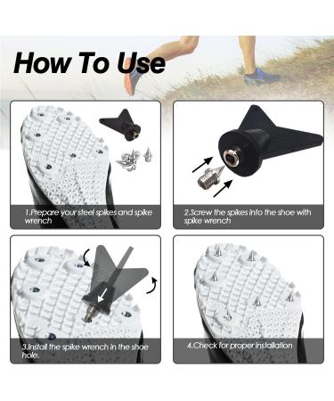 VONLUXE 1/4 Inch Stainless Steel Track Spikes - 110pcs Pyramid Spikes with Wrench for Sprint & Cross Country Shoes - Buy Online on GoSupps.com