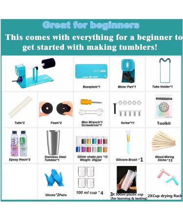 Cup Turner for Crafts Tumbler  Tumbler Turner DIY Glitter Epoxy Resin Tumblers  Epoxy Pen Turner Attachment with Epoxy Resin Tiffany Blue - Buy Online on GoSupps.com