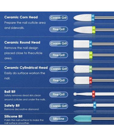 21-Part Nail Cutter Bit Set with Holder - Diamond & Ceramic Nail Files for Manicure Pedicure & Home Salon | Hard Metal Remover Bits - Buy Online on GoSupps.com
